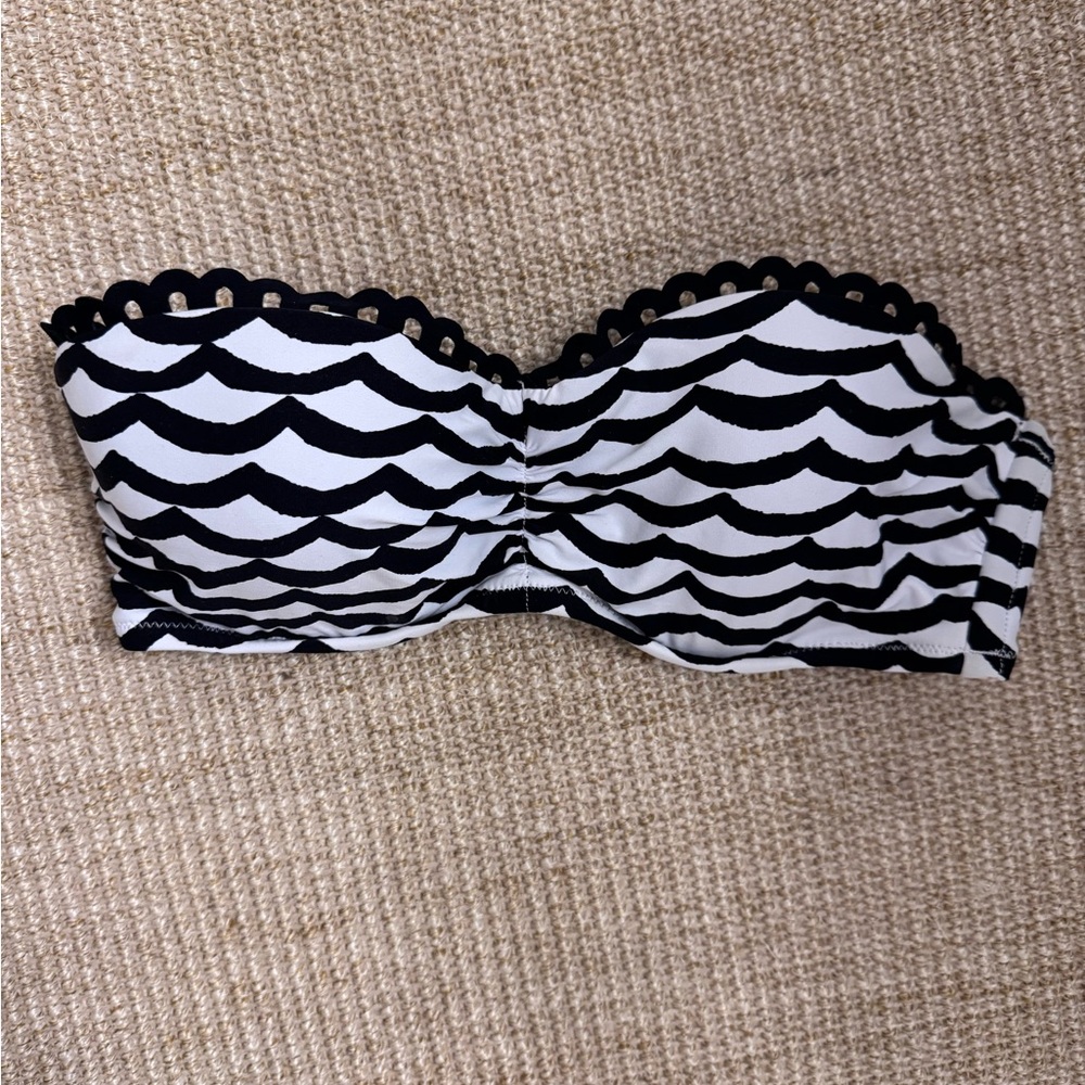 Seafolly Tidal Wave Bustier Swim Top - black and white - size US 6